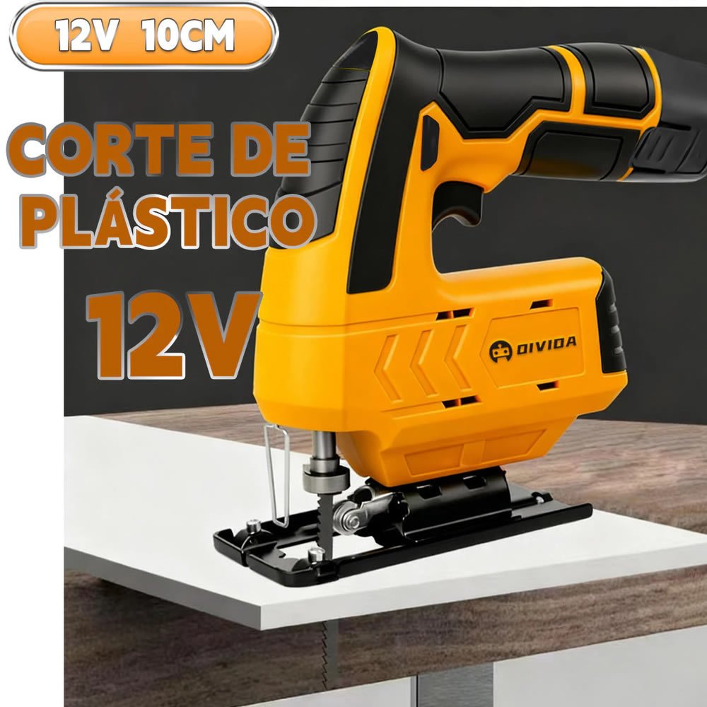 Serra Tico-Tico Sem Fio 12V Profissional + 2 Baterias Kit Completo 2200RPM Maleta e Lâminas - Corte Madeira Metal Alumínio - Imagem 4