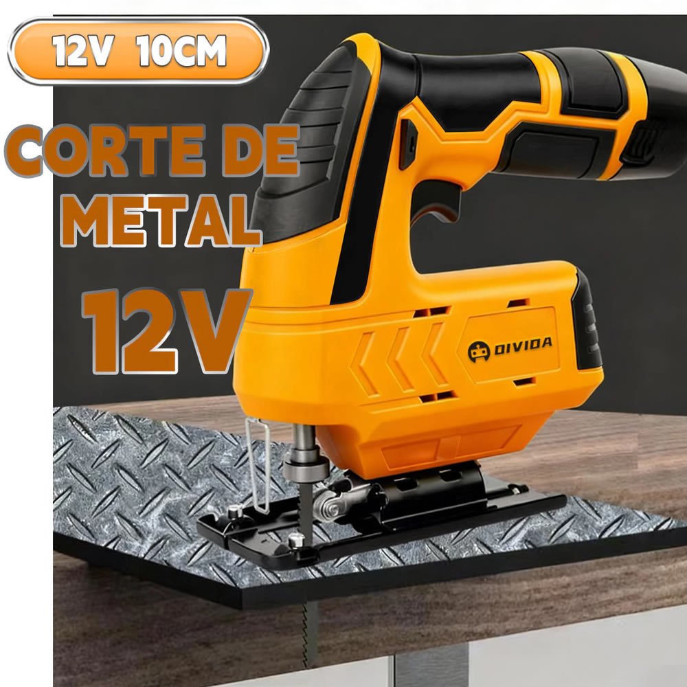 Serra Tico-Tico Sem Fio 12V Profissional + 2 Baterias Kit Completo 2200RPM Maleta e Lâminas - Corte Madeira Metal Alumínio - Imagem 5