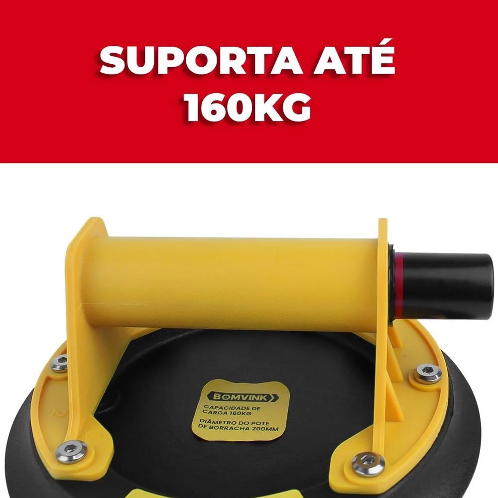 Ventosa De Sucção A Vácuo Profissional 8 Polegadas Bomvink Suporta 160kg Para Piso Vidro Mármore Com Maleta - Imagem 3